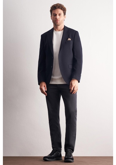 İmza Lacivert Mono Yaka Yünlü 6 Drop Comfort Fit Classic Ceket 1002255150 Lacivert