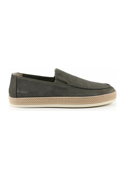 Tuna Hakiki Nubuk Deri Haki Renk Loafer Erkek Ayakkabı - 263960-1 Haki