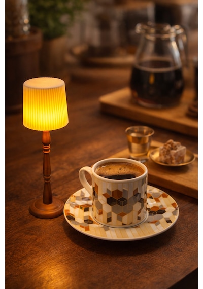 Mini Lambader Pilli Led Mumlu Sunumluk / Dekoratif Ambiyans Gece Lambası Beyaz