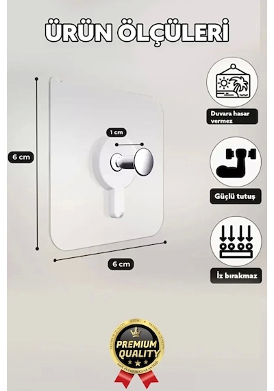Süper Sağlam İz Bırakmaz Çerçeve Tablo Banyo Mutfak Ultra Güçlü Yapışkanlı Çivisiz Askı 3 Adet Çok Renkli