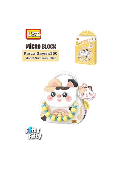 Loz Micro Block Sweet Bag Serisi Kedi Figürlü Çanta 360 Parça Oyuncak Yapım Seti Fflz-8843