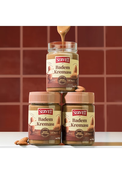 Servet Şeker İlavesiz Badem Kreması 315 Gr 3'lü Paket