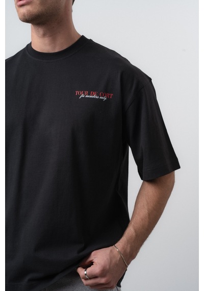 Respire Erkek Cort Baskılı Oversize T-shirt Siyah