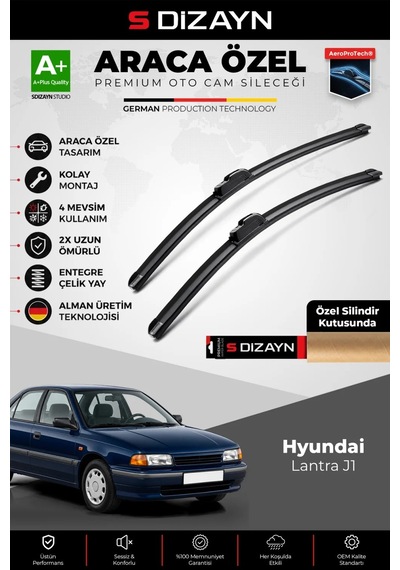 S-dizayn Hyundai Lantra J1 Ön Cam Silecek Seti 1990-2000 Premium Araca Özel 50-45 Cm A+ Kalite Aocs-
