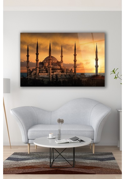 İstanbul Sultan Ahmet Camii Cam Tablo Evlika Ev Ofis Salon Duvar Dekoru Hediyelik Büyük Tablo Dekorasyon