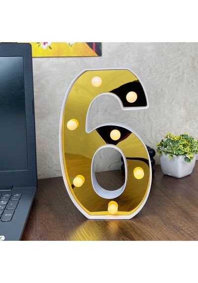 Dekoratif Led Işıklı 3D 6 Rakamı Büyük Boy Organizasyon Doğum Günü Kutlama
