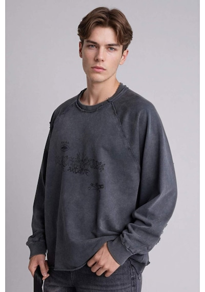 Defacto Boxy Fıt Bisiklet Yaka Sweatshirt H7272ax26spar148 Antrasit-ar148