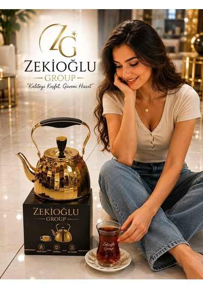 Zekioğlu 2 Litre Altın Gold Paslanmaz Çelik Çaydanlık Aynalı Gövde Ergonomik Sap 5 Katmanlı Kapsül Taban İthal Demlik Çaydanlık Çok Renkli