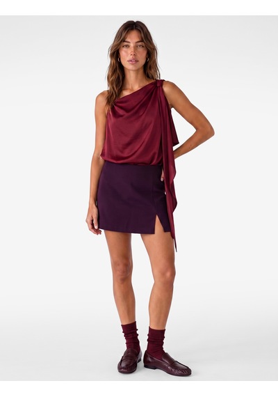 Koton Kolsuz Fularlı Asimetrik Bluz Bordo 7wak60040pw
