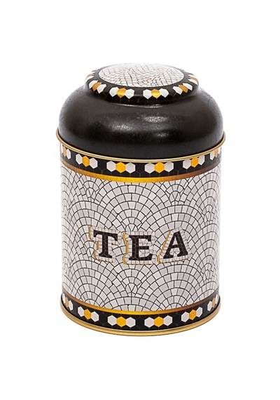 Mosaic Tea Desenli Yuvarlak Metal Kutu, 9 X 11 Cm, 0.6 Lt