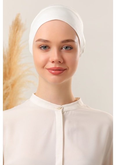 Melodi Scarf Sihirli Yapışkanlı Kaymayan Bone Ekru Ekru