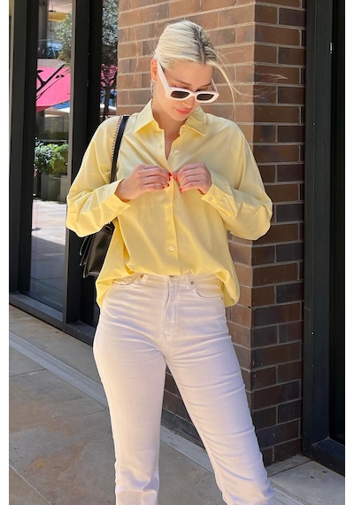 Madmext Mad Girls Sarı Oversize Gömlek Mg1369-sarı Sarı