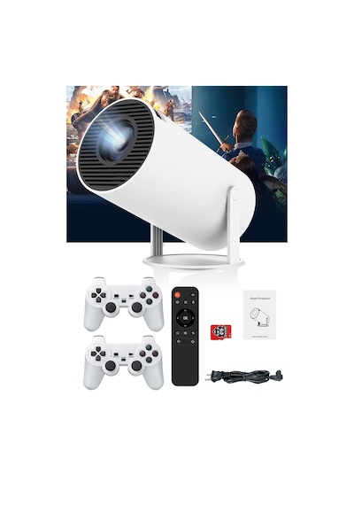 Thentech Ultra Hd Taşınabilir Şık Projeksiyon Cihazı Kablosuz Oyun Kumandalı Android Tv Oyunlu Projeksiyon