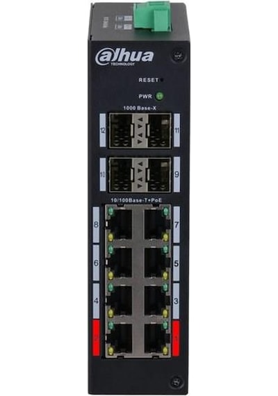 Dahua 8port Poe 120w Hs4412-8et-120 10/100 4x Sfp Yönetilebilir Endüstriyel Switch