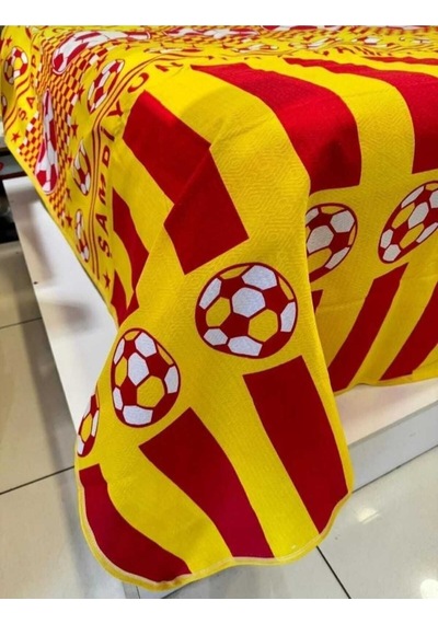Taraftar Temalı Tek Kişilik Pike Ve Çarşaf Seti 160x240 Cm %100 Pamuklu Renkli