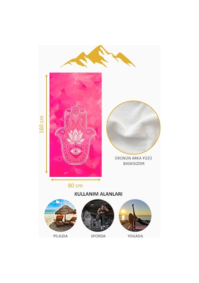 Dijital Baskı Plaj Deniz Havlusu Hamsa Lotus Mandala Desenli Peştamal Hvl0218 Renkli