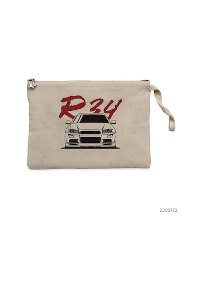 Zepplin Giyim Nissan Skyline R34 Clutch Astarlı Cüzdan / El Çantası Krem