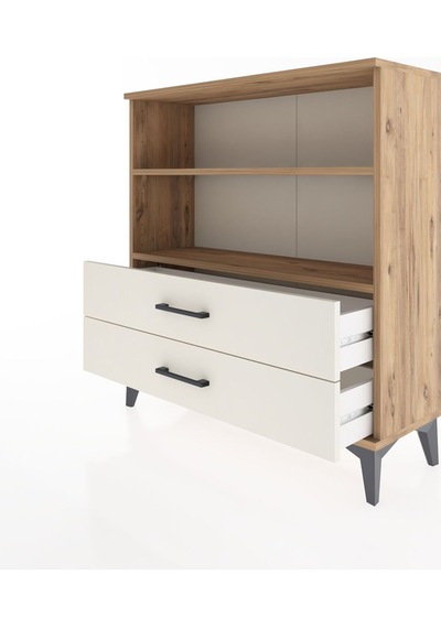Arges Şifonyer 2 Raflı 2 Çekmeceli 88x30x96 Çam-aytaşı Çam