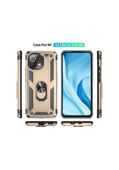 Mi 11 Lite Kılıf Sofya Yüzüklü Silikon Kapak - Gold Bzsxx00 1
