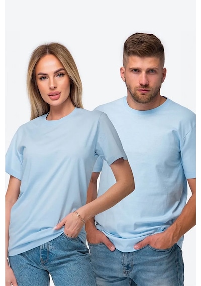 Uyguntarz Unisex Pamuklu Oversize Basic Tshirt Bebe Mavisi