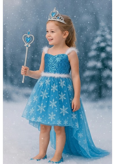Parti Selesi Karlar Ülkesi Frozen Elsa Kostüm Mavi Ön Kısa Arka Uzun Elbise Kız Çocuk Kıyafet Mavi Parti Selesi Karlar Ülkesi Frozen Elsa Kostüm Mavi Ön Kısa Arka Uzun Elbise Kız Çocuk Kıyafet Mavi