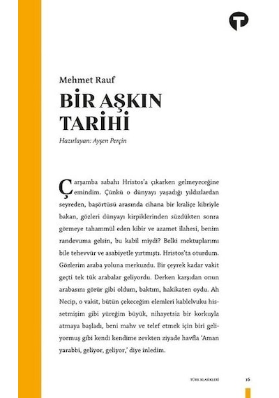 Bir Aşkın Tarihi - Mehmet Rauf - Turkuvaz Kitap