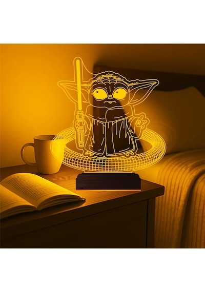Luvivia Çizgi Film Yoda 3d Lamba - Masa Gece Lambası V2 Şeffaf