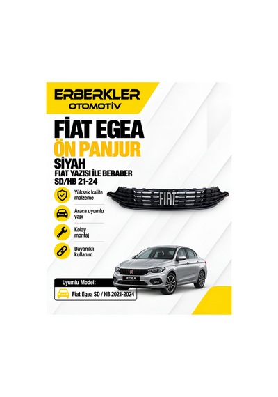 Fıat Egea- Sd/hb- 21/24 Ön Panjur Siyah Fıat Yazısı Ile Beraber - Erb1041