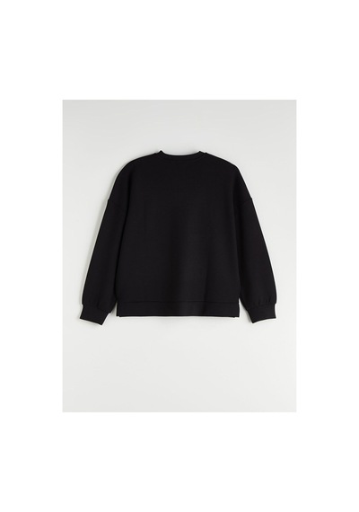 LC Waikiki Alıta Cıty Farkıyla Lcw Vision Siyah Oval Yaka Oversize Kadın Sweatshirt Siyah - 924124039 Siyah