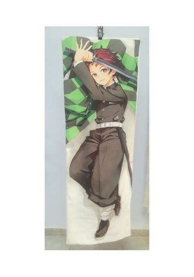 Anime-demon Slayer -tanjiro Desenli Sarılma Yastığı Hugging Pillow Kılıfı Yeşil