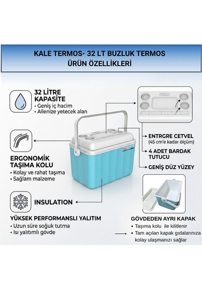 32 Lt Buzluk Termos 1015 Cooler Box Açık Mavi-322