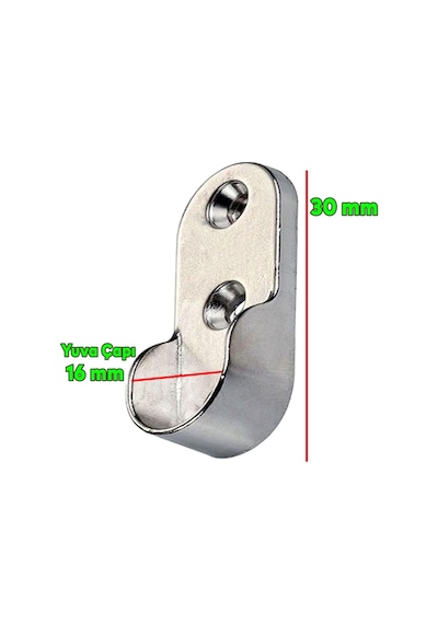 Lexroo Askı Flanşı Oval Dolap Elbise Askı Aparatı Krom 30 Mm 2 Adet Çok Renkli