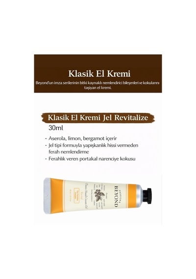 Passıon & Beyond Classic Hand Cream Gel Revital 30 Ml Canlandırıcı Nemlendirici Jel El Kremi Aloe Vera
