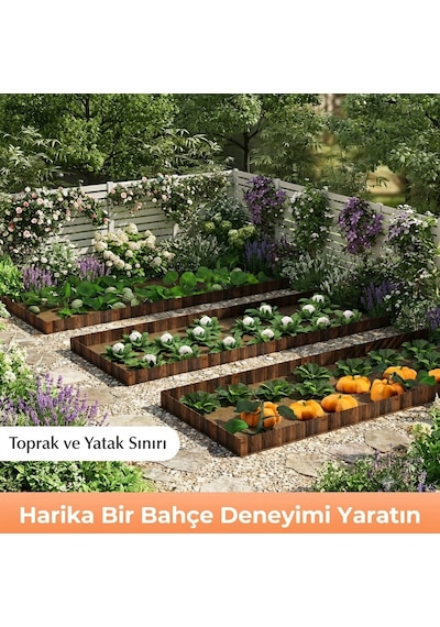 İahşap Bahçe Çiti Bordür Çiti 20x120 Cm Çiçek Yatağı Ve Toprak Sınırı Kahverengi