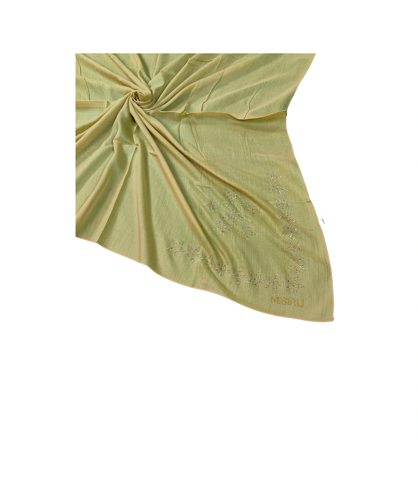 Mim Eşarp Mısırlı Eşarpları Taşlı Pamuklu Yazma Eşarp - 100x100 Cm Hardal