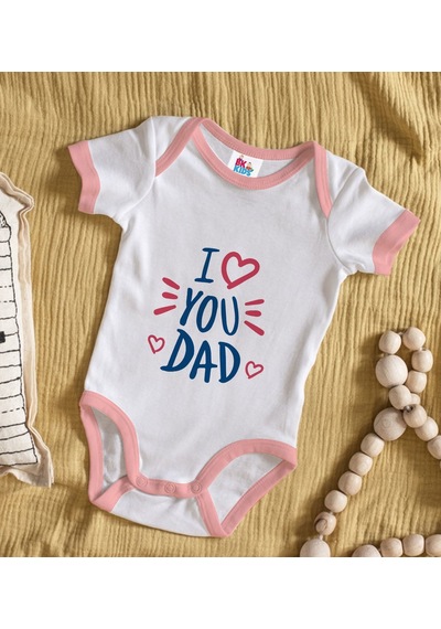 Bk Gift Bk Kids I Love You Dad Tasarımlı Pembe Bebek Body Zıbın-1 3-6 Ay Sarı