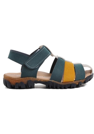 Ayakmod Şng 210111-p Lacivert Nubuk-sarı Erkek Çocuk Sandalet 001