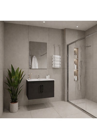 Creavit D20 Banyo Dolabı Seti Çekmeceli 65 Cm Antrasit Gri Creavit D20 Banyo Dolabı Seti Çekmeceli 65 Cm Antrasit Gri