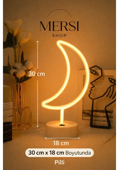 Ay Neon Led Lamba Dekoratif Gece Lambası Neon Işık Ev Ve Oda Aydınlatması 320-2 Sarı