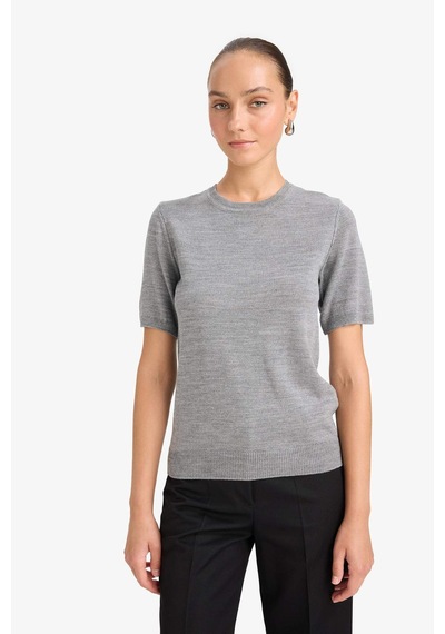 Defacto Regular Fit Bisiklet Yaka Kısa Kollu Triko Kazak E6810ax25augr456 Gri Defacto Regular Fit Bisiklet Yaka Kısa Kollu Triko Kazak E6810ax25augr456 Gri