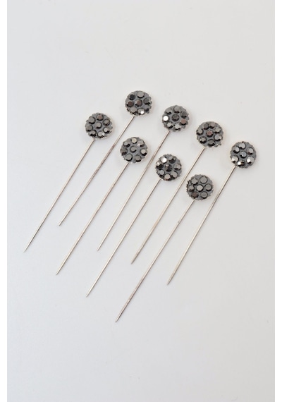 Numetal 8 Li Gri Taşlı Eşarp Ve Şal İğnesi. Eşarp İğnesi. Şal İğnesi. Türban İğnesi. Başörtü İğnesi. Gümüş