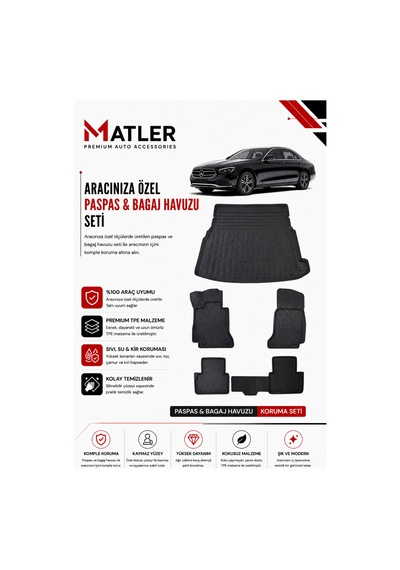 Mercedes E Serisi W213 2022 Model 4d Ekstra Havuzlu Paspas Ve Bagaj Havuzu Set