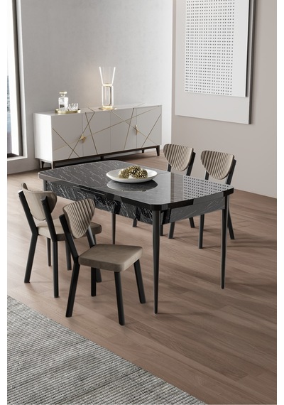 Canisa Exve Serisi 80x132 Açılabilir Siyah Mermer Desen Masa Takımı Ve 4 Cappucino Sandalye Siyah Mermer Desen Masa, Cappucino Sandalye Canisa Exve Serisi 80x132 Açılabilir Siyah Mermer Desen Masa Takımı Ve 4 Cappucino Sandalye Siyah Mermer Desen Masa, Cappucino Sandalye