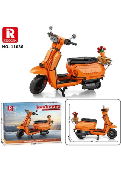 Reobrix Creator 11036 Retro Scooter Lambretta V200 Special Turuncu Yaratıcı Yapı Blok Seti Building Blocks - 1169 Parça