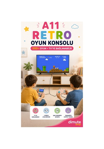 A11 Retro Oyun Konsolu 500 Oyunlu 3.5 İnç Ekran 2 Kişilik Tv Bağlantılı Pembe - 909994251