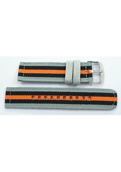 Kumaş Perlon Gri Siyah Turuncu 20Mm Spor Saat Kordonu Kayışı Nato