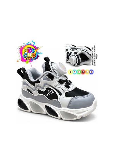Cool Elliot-cilt Akıllı Bağcıklı Işıklı Ortopedik Çocuk Spor Ayakkabı Gri