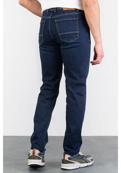 HLT Jeans Erkek Koyu Mavi Yıkamalı Regular Fit Boru Paça Likralı Jean Kot Pantolon Vıctor