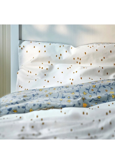 Ikea Guldvavare Tek Kişilik Nevresim Takımı 110 X 130 Cm Beyaz - Mavi