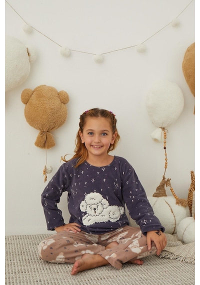 Kız Çocuk Welsoft Polar Pijama Takımı 42006 Lacıvert